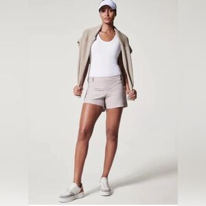 SPANX Tan Bespoke Check Fawn Shorts Women’s Size XL (NWT)